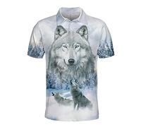 Polo Wolf pour homme et femme - Polo à manches courtes imprimé 3D animal sauvage drôle polo de golf Dry Fit ensemble 19, Loup-05, M