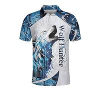 Polo Wolf pour homme et femme - Polo à manches courtes imprimé 3D animal sauvage drôle polo de golf Dry Fit ensemble 19, Loup-10, M