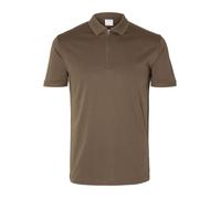 Polo zippé SELECTED Fave - Morel - Homme - Coupe régulière - Manches courtes