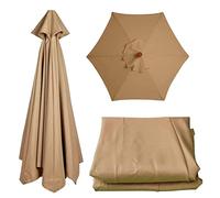 Pologmase Auvent de Rechange Parasol à 6 Baleines, Toile de Terrasse Protection UV 30+, Imperméable 2M Kaki