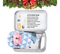 pologmase Boîte Poche - Petit Ours en Peluche Poche dans Une boîte en Fer Blanc | Petite en Peluche Douce en Peluche, décorations bébé en Peluche pour Fille