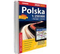 Pologne Atlas automobile 2024/25 + guide de premiers secours à l'échelle 1:250 000