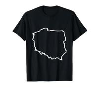 Pologne Carte Aperçu Voyage T-Shirt Graphique avec Valeur, Homme, Noir, S