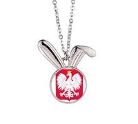 Pologne EU National Emblème Collier Pendentif Lapin Animal Bijoux Cadeau