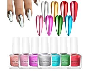 Polon à ongles miroir - Couleur d'ongle chromée miroir ultra brillant, Polie applique facile | Salon Style Shine Lacquer, Finish réfléchissant vibrant pour les ongles, bricolage Kit de beauté