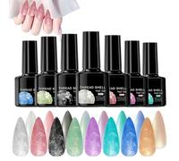 Polon de gel perlé, gel de vernis à ongles perlé, 8 pièces de vernis à ongles chatoyant professionnel 7,5 ml, Accessoires de manucure multicolores pour le salon Home Party Wedding Valentin