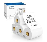 POLONO Lot de 4 rouleaux d'étiquettes thermiques directes compatibles avec POLONO PL60, Zebra, Munbyn, Rollo, IDPRT SP410, adhésif permanent puissant et perforé, qualité commerciale