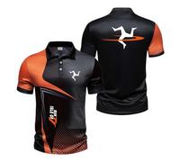 Polos 3D Slim Fit À Manches Courtes pour Homme I.s.l.e of M.a.n T..T T-Shirts Sport À Col Rugby T-Shirts Imprimés Manches Courtes-ZongS||3X_l