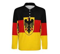 Polos À Manches Longues Pour Homme Hauts De Golf Polos Décontractés Pour Adultes Imprimés Drapeaux Allemands Tendance Hauts De Golf Légers À Séchage Rapide Col Respirant T-Shirt De Travail Taille 4Xl