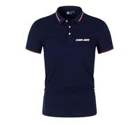 Polos Doux pour Hommes pour Can-am Stitching Tee Top Vêtements Impression Unie Demi-Manches Boutons Entraînement T-Shirt À Manches Courtes Vêtements - Dark Blue||L