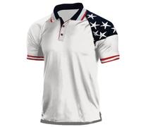 Polos Homme -Polo Hagelman Chemise Courtes Pullin 1776 Independence Day Flag (White XL)