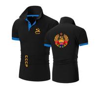 Polos Hommes T-Shirts De Sport pour C.C.C.P D'entraînement Respirants Patchwork Boutons Col Manches Courtes-HeiLanSe||l