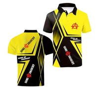 Polos Imprimés 3D pour Hommes Collection A.na.rc.h.y S.on.s Manches Courtes Extensibles Col Montant Doux Vêtements Sport Décontractés T-Shirts De Tennis-HuangSe||3X_l