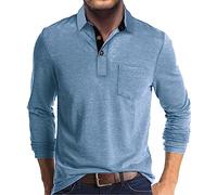 Polos Manche Longue pour Homme Slim Fit Polo de Travail Golf Rugby T Shirt décontracté Polos Coupe Ajustée Chemises Grande Taille Henley T Shirt Sportswear Chemisier Travail Homme