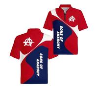 Polos Patchwork 3D pour Hommes pour A.na.rc.h.y S.on.s T-Shirt Sport Confortable À Manches Courtes Et Col Imprimé Doux Et Confortable-HongLanSe||XX_l