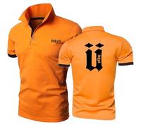 Polos pour Hommes sous-vêtements pour Unkut Boutons Confortables Tee Top Vêtements Active Slim Fit T-Shirts Couleurs Contrastées Impression À Manches-Orange||L