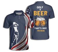 Poloshirt Drapeau De Bière De Golf, C'est Pourquoi Je suis Ici Sport T Shirt Col Rond Polos D'Été Patte De Boutonnage Jersey pour Rugby Gym Outdoor M