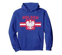Polska Pologne Drapeau Aigle Blanc Polonais Sweat à Capuche, Unisexe pour Adultes, Bleu Royal, XL