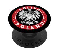 Polska Pologne Eagle Emblème - Rouge Vieilli et Blanc Poli PopSockets PopGrip Adhésif