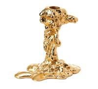 Petit bougeoir en aluminium doré Drip