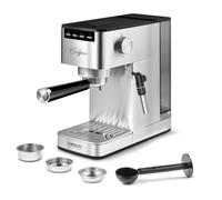 Polti Coffea P10S, Machine Manuelle à Café espresso et Cappuccino, Compatible avec le Café Moulu et les Dosettes E.S.E. de 44 mm, Mousseur à lait, Réservoir amovible de 1,3L, Argenté