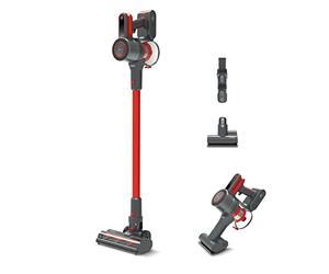 Polti Forzaspira D-Power SR550, Balai aspirateur sans Fil, 2 en 1, Technologie Multi-cyclonique, autonomie jusqu'à 40 Minutes, 3 programmes, Mini Brosse Turbo, Rouge et Gris
