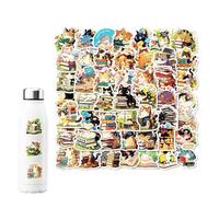Poludatly Lot de 50 autocollants en forme de chat de dessin animé Kaw-aii, kit d'autocollants en forme de chat mignon, bagages d'animaux amusants, accessoires décoratifs pour peluches, bouteille d'eau