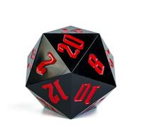Poludie D20 D&D Dé polyédrique à 20 faces, 55 mm, grand D20 D&D pour Donjons et Dragons, RPG, jeux de table MTG (noir)
