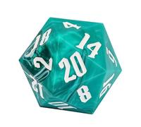 Poludie Dés DND géants polyédriques à 20 faces - D20 D&D - 55 mm - Grand D20 avec matrices de découpe - Boîte cadeau pour jeux de table - Vert avec chiffres blancs