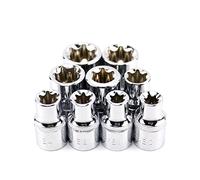 POLXLMOFXO 9pcs 1/2 "12.5mm E10-E24 Set de socket Torx Cr-v e -Type head hexagonal Schette Allen Key Sockets Outils réparation automatique