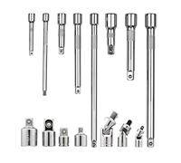 POLXLMOFXO Le jeu d'accessoires d'outils de lecteur Yuclam 15 pièces comprend des adaptateurs prise 1/4 3/8 1/2 extensions et articulations