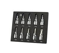 POLXLMOFXO Set de douille bits Torx 10pcs 3/8 pouces T10-15-20-25-27-30-40-45-50-55 CRV Morceaux