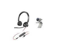 Poly Micro-casque téléphone filaire 2200-87130-025 supra-auriculaire stéréo, volume réglable, noir