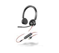 POLY 3325 Casque Filaire Arceau Binaural Noir USB Type-A, Connecteur 3.5mm, Micro Boom, 20-20000Hz, 32 Ohm, Suppression de Bruit, 130g