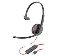 Poly Blackwire 3210, Micro-casque filaire USB-C/A, micro antibruit, mono | Micro-casque monaural filaire avec microphone antibruit, connexion USB-C ou USB-A sur PC/Mac et compatibilité Teams et Zoom