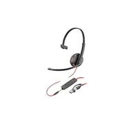 Poly Blackwire 3215 - Blackwire 3200 Series - micro-casque - sur-oreille - filaire - jack 3,5mm, USB-C - noir - Certifié pour Skype for Business,