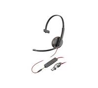 Poly Blackwire 3215 - Blackwire 3200 Series - micro-casque - sur-oreille - filaire - jack 3,5mm, USB-C - noir - Certifié pour Skype for Business,