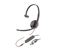 Poly Blackwire 3215 - Blackwire 3200 Series - micro-casque - sur-oreille - filaire - jack 3,5mm, USB-C - noir - Certifié pour Skype for Business,