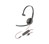 Poly Blackwire 3215 - Blackwire 3200 Series - micro-casque - sur-oreille - filaire - USB-A, jack 3,5mm - noir - Certifié Skype, certifié Cisco Jabber, Certifié Avaya