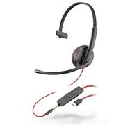 Poly Blackwire 3215 Casque micro téléphonie filaire USB-C et jack 3.5 mm avec housse de transport - Confort et qualité audio professionnelle