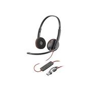 Micro-casque stéréo USB-C noir Poly Blackwire 3220 + adaptateur USB-C/A (vlot)