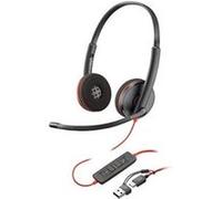 HP Poly Blackwire C3220 Micro-casque supra-auriculaire filaire Stereo noir micro-casque, volume réglable, Mise en sourdine du