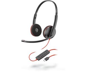 Poly Blackwire 3220 Casque Avec fil Arceau Bureau/Centre d'appels USB Type-C Noir, Rouge