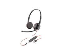POLY Blackwire 3225 Casque Avec fil Arceau Bureau/Centre d'appels USB Type-A Noir, Rouge - Neuf