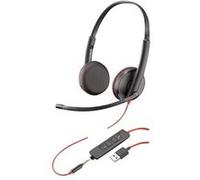 POLY Blackwire 3225 Casque Avec fil Arceau Bureau/Centre d'appels USB Type-A Noir, Rouge - Neuf