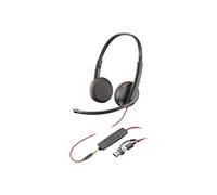 Poly Blackwire 3225 - Blackwire 3200 Series - micro-casque - sur-oreille - filaire - jack 3,5mm, USB-C - noir - Certifié pour Skype for Business,