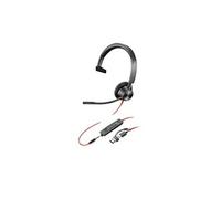 Poly Blackwire 3315 - Blackwire 3300 series - micro-casque - sur-oreille - filaire - jack 3,5mm, USB-C - noir - certifié UC
