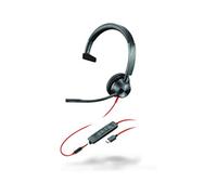 Poly Blackwire 3315 - Blackwire 3300 series - micro-casque - sur-oreille - filaire - jack 3,5mm, USB-C - noir - certifié UC, Certifié pour Microsoft