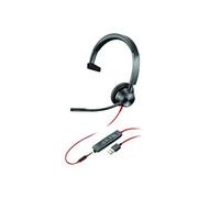 Poly Blackwire 3315-M - Blackwire 3300 series - micro-casque - sur-oreille - filaire - jack 3,5mm, USB-A - noir - Certifié pour Microsoft Teams