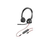Poly Blackwire 3325 - Blackwire 3300 series - micro-casque - sur-oreille - filaire - jack 3,5mm, USB-C - noir